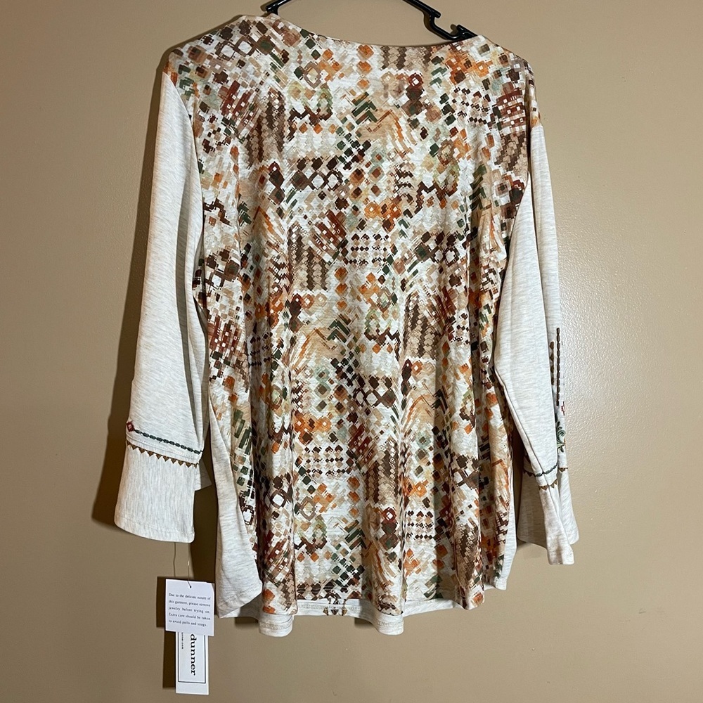 Alfred Dunner Cream Embroidered Women's Blouse Large new with tags - Picture 9 of 9